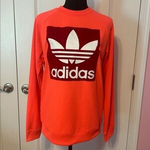 Adidas Bright Red Crewneck with Trefoil Logo